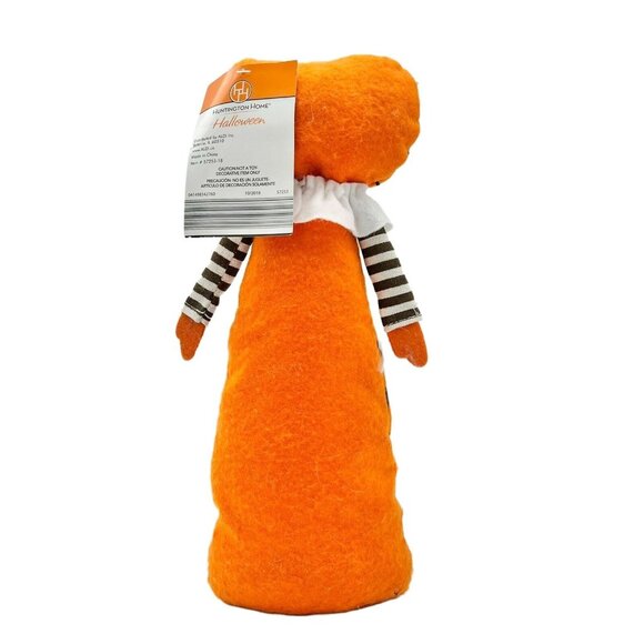 Huntington Home Halloween Fabric Tabletop Pumpkin Figurine 12" Orange/Black - Picture 3 of 7